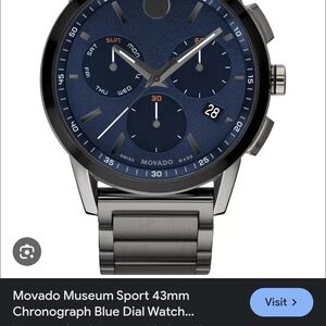 NIB Movado Museum Chronograph Blue Watch